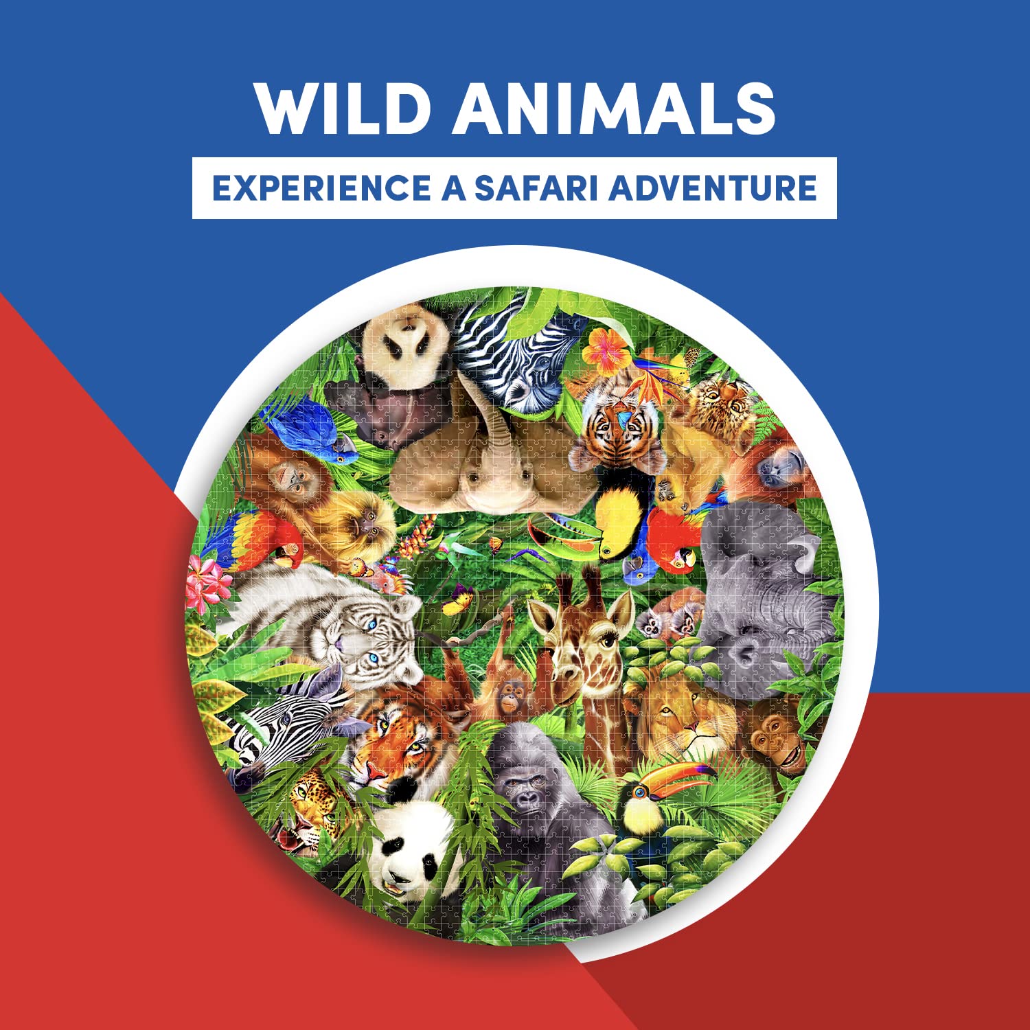 Amazon.com: A Broader View Wild Animals Round Table Puzzle - 1000